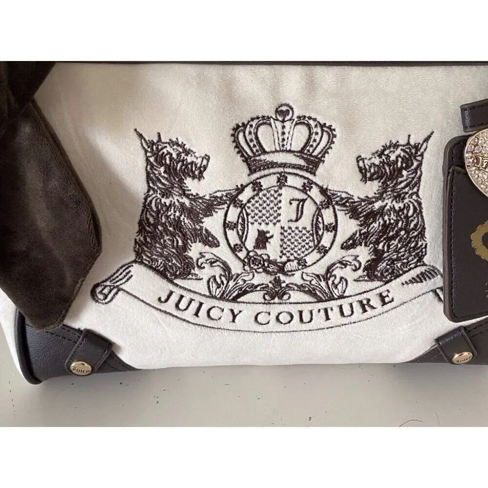 Juicy Couture Classic Scottie Dogs Tote‎ Crystal Off White Daydreamer Viral NEW